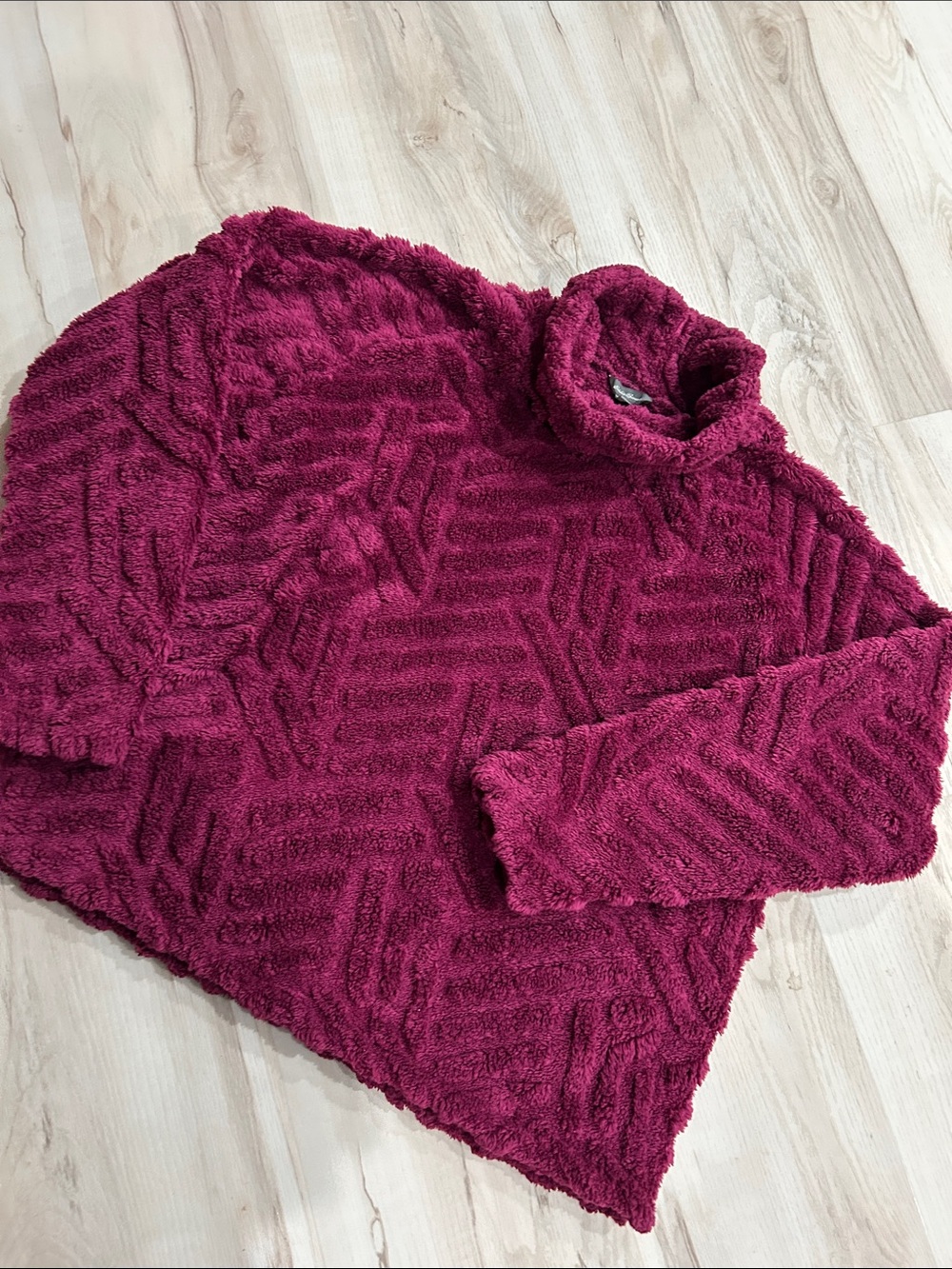 Eddie Bauer Plush Chevron Turtleneck Sweater - Berry
